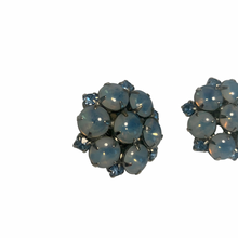 Load image into Gallery viewer, Vintage Jewelry Signed Leru Blue Moonstone Cluster Clip on Earrings
