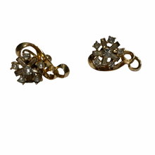 Load image into Gallery viewer, Vintage Jewelry Gold Tone Floral Clear Rhinestone Openwork Flower Screwback Earrings
