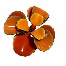 Load image into Gallery viewer, Vintage Jewelry 3D Enamel Mod Boho Metal Ombre Orange Rhinestone Flower Brooch Pin
