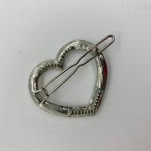 Load image into Gallery viewer, Vintage Decorative Hair Pin Clip Clear Rhinestone Studded Heart Silver Tone
