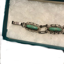 Load image into Gallery viewer, Vintage Jewelry Made in Mexico Mexican Silver and Turquoise Linked Bracelet
