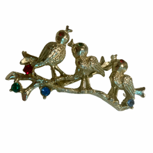 Load image into Gallery viewer, Vintage Jewelry Signed Gerry’s Gold Tone Multicolored Rhinestone Three Little Birds on a Branch
