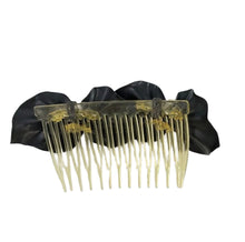 Load image into Gallery viewer, Vintage Black Plastic Double Bow Faux Seed Pearl Decorative Hair Comb

