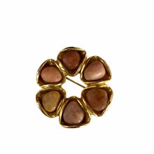 Load image into Gallery viewer, Vintage Jewelry Pink and Brown Earth Tones Stone Gold Tone Brooch Pin
