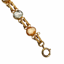 Load image into Gallery viewer, Vintage Jewelry Mini Cameo Multicolored Linked Gold Tone Bracelet
