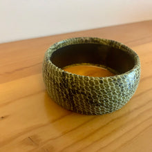 Load image into Gallery viewer, Vintage Faux Leather Green Snakeskin Fabric Wide 90’s Bangle Bracelet
