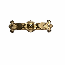 Load image into Gallery viewer, Antique Jewelry Victorian Gold and Black Tone Filigree Bar Brooch
