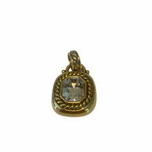 Load image into Gallery viewer, Vintage Jewelry Clear Gemstone Faux Diamond Small Gold Filigree Necklace Pendant
