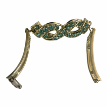 Load image into Gallery viewer, Vintage Jewelry Open Hinged Baby Blue Rhinestone Gold Tone Linked Bracelet
