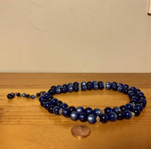 Load image into Gallery viewer, VTG 50’s Blue Glitter Plastic Star Sapphire Style Beaded Multistrand AB Necklace
