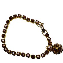 Load image into Gallery viewer, Vintage Weiss Midcentury Gold Amber Brown Mini Rhinestone Light Tennis Bracelet
