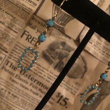 Load image into Gallery viewer, Handmade by Rose, Vintage Mini Faux Open Rectangle Turquoise Beaded Earrings
