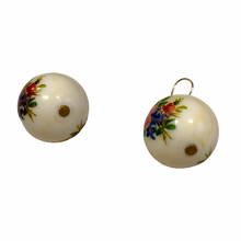 Load image into Gallery viewer, Vintage Jewelry Floral Flower and Off White Round Gold Tone Dangle Earrings
