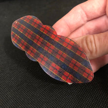 Load image into Gallery viewer, Vintage Hair Accessory Asymmetrical Red Navy Blue and Yellow Plaid Checkered Large Hair Barrette
