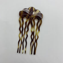 Load image into Gallery viewer, Vintage Faux Tortoiseshell 4” Decorative Hair Comb Brown Yellow Blue Moonstone Accent Gem
