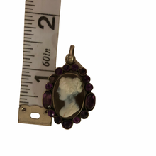 Load image into Gallery viewer, Antique 18th Century Georgian Amethyst and Hand Carved Hardstone Sterling Silver Agate Cameo Necklace Pendant
