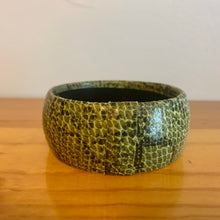 Load image into Gallery viewer, Vintage Faux Leather Green Snakeskin Fabric Wide 90’s Bangle Bracelet
