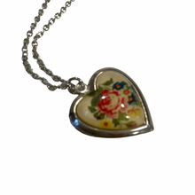 Load image into Gallery viewer, Vintage Jewelry Silver Tone Yellow Enamel Floral Flower Pink Rose Locket Pendant Necklace
