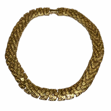 Load image into Gallery viewer, Vintage Jewelry Gold Tone Circle Textured Demi Parure Heavyweight Collar Necklace and Bracelet
