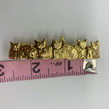 Load image into Gallery viewer, Vintage Small Gold Embellished Cat 90&#39;s Hair Barrette 5 Cats Flowers Stars Dots
