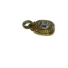 Load image into Gallery viewer, Vintage Jewelry Clear Gemstone Faux Diamond Small Gold Filigree Necklace Pendant
