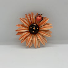 Load image into Gallery viewer, Vintage Retro Orange Black Flower Rhinestone Ruby Gemstone Spider Brooch
