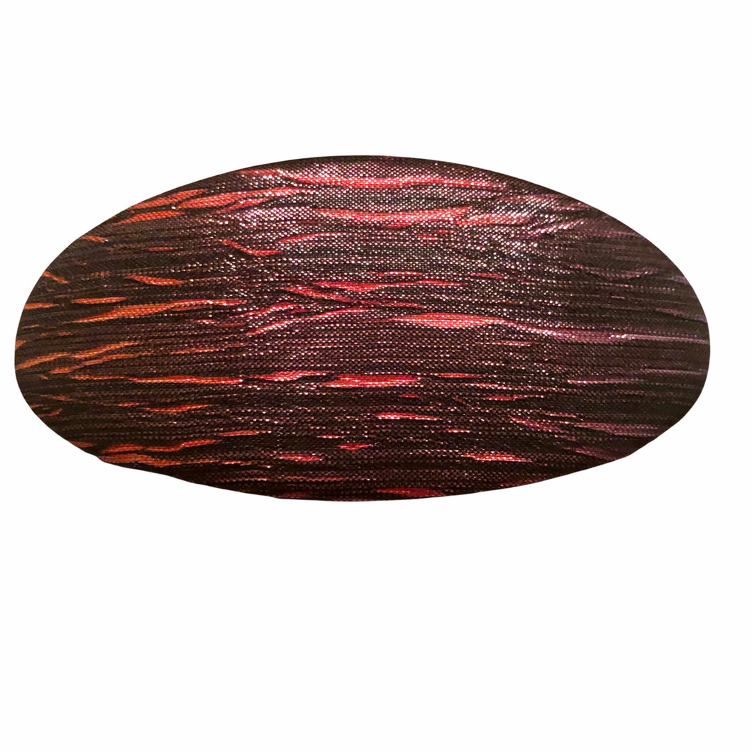 Vintage Red and Maroon Threaded Oval Hair Barrette Clip