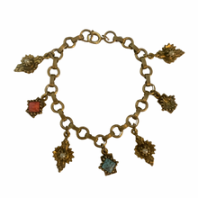 Load image into Gallery viewer, Vintage Jewelry Victorian Revival Faux Pearl Coral Turquoise Gold Tone Charm Bracelet
