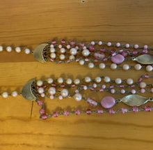 Load image into Gallery viewer, Vintage Signed Japan Patina Pink Gold Faux Pearl Beaded Multistrand 18” Necklace
