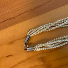 Load image into Gallery viewer, Vintage Faux Pastel Yellow Pearl Seed Bead 18” 5 Strand Multistrand Necklace
