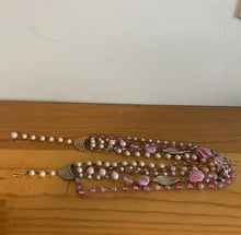 Load image into Gallery viewer, Vintage Signed Japan Patina Pink Gold Faux Pearl Beaded Multistrand 18” Necklace
