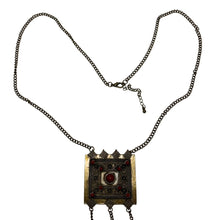 Load image into Gallery viewer, Vintage Afghan Kuchi Style Red Stone Brass Tone Pendant Tribal Tassel Necklace
