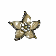 Load image into Gallery viewer, Vintage Jewelry Small Glossy Beige Sparkling Orange Rhinestone Floral Flower Brooch Pin
