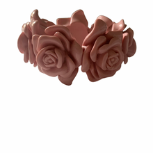 Load image into Gallery viewer, Vintage Jewelry Chunky 3D Pink Blush Carved Rose Roses Flower Floral Textured Stretch Bracelet
