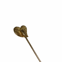 Load image into Gallery viewer, Vintage Jewelry Rainbow Striped Heart Gold Tone Hat Stick Pin
