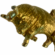 Load image into Gallery viewer, Vintage Jewelry Large Gold Tone Textured Heavyweight Spanish Bull Brooch
