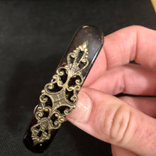 Load image into Gallery viewer, Vintage Hair Accessory Set of Two Brown Faux Tortoiseshell and Gold Tone Filigree Hair Barrettes
