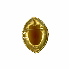 Load image into Gallery viewer, Vintage Jewelry Signed Trifari Gold Tone Faux Shell Carved Cameo Pendant Brooch
