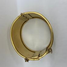 Load image into Gallery viewer, Vtg Signed Miriam Haskell Midcentury Gold Gilt Etched Floral Wide Hinged Cuff Bracelet
