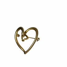 Load image into Gallery viewer, Vintage Jewelry Gold Tone Signed Danecraft Dangle Open Double Heart Brooch Pin
