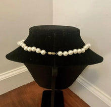 Load image into Gallery viewer, Vintage Jewelry Faux Akoya Luster Pearl Heavy 16” Necklace Brass Screw Clasp
