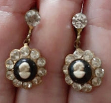 Load image into Gallery viewer, Vintage Jewelry Mini Victorian Revival French Black Jet Cameo Screwback Earrings
