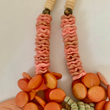 Load image into Gallery viewer, Vintage African Boho Painted Wood Bead Multicolor Carved Leaf Leaves Necklace
