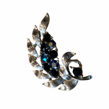 Load image into Gallery viewer, Vintage Jewelry Signed Lisner Blue AB Crystal Rhinestone Silver Tone Brooch
