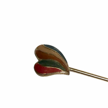 Load image into Gallery viewer, Vintage Jewelry Rainbow Striped Heart Gold Tone Hat Stick Pin
