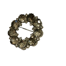 Load image into Gallery viewer, Vintage Signed 1960’s Karu Arke Georgian Revival Faux Rose Cut Old Mine Diamond Rhinestone Wreath Brooch Pin
