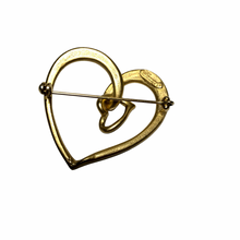 Load image into Gallery viewer, Vintage Jewelry Gold Tone Signed Danecraft Dangle Open Double Heart Brooch Pin
