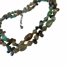 Load image into Gallery viewer, Vintage Rare Chinese Hubei Double Strand Turquoise Mineral Sterling Silver Necklace
