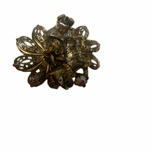 Load image into Gallery viewer, Vintage Style Jewelry Brass Tone Floral Flower Scotty Dog Rose Brooch Pin
