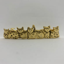 Load image into Gallery viewer, Vintage Small Gold Embellished Cat 90&#39;s Hair Barrette 5 Cats Flowers Stars Dots
